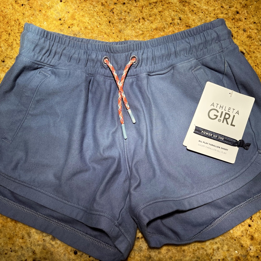 Athleta Large 12 All Play Farallon Short organic cotton elastic waist pull on